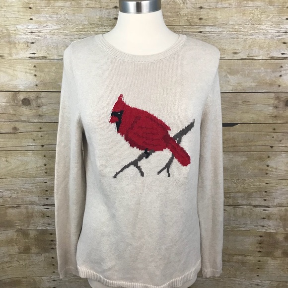 Croft Barrow Oatmeal Red Cardinal Sz M 